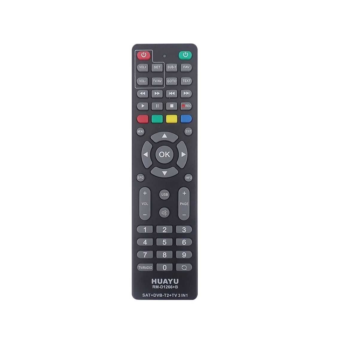 Remote control DVB-T2 + SAT + TV 3in1 RM-D1266 + D black | Shop Today ...
