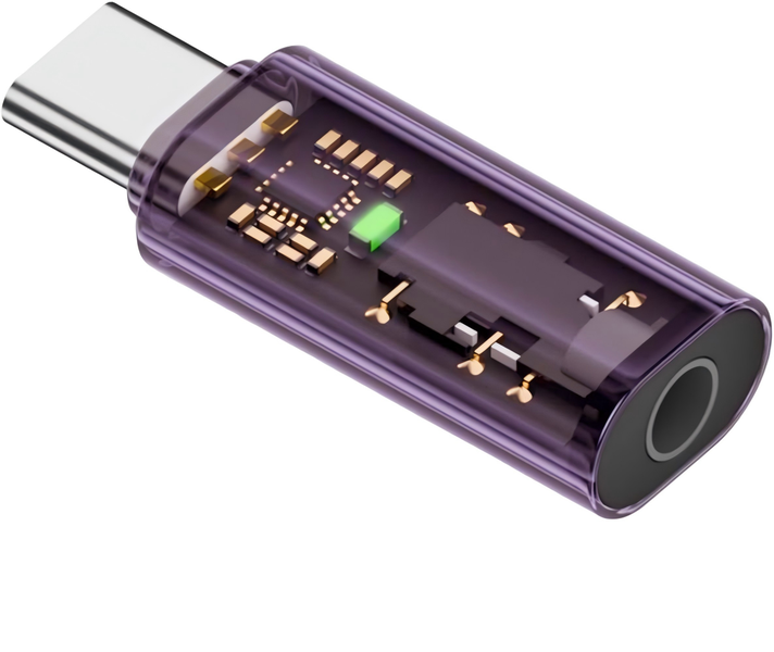 Purple USB-C to 3.5mm Audio Dongle - Hi-Fi Adapter with Mic Support