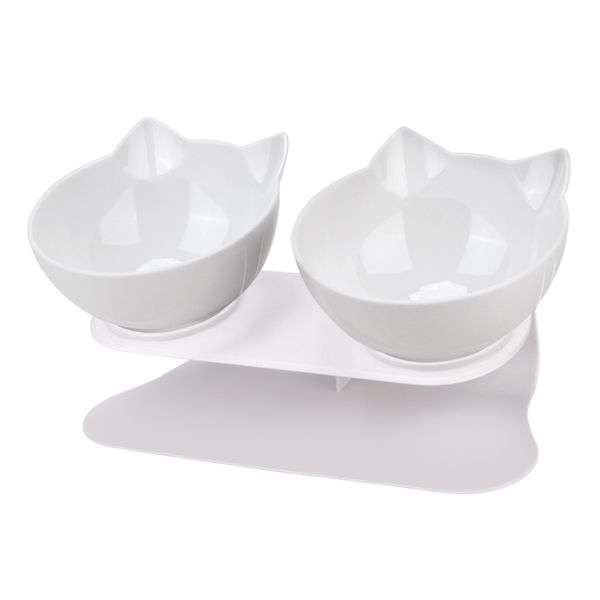 Non-slip Double Pet Bowls with Raised Stand - Cat Food &amp; Water Dish