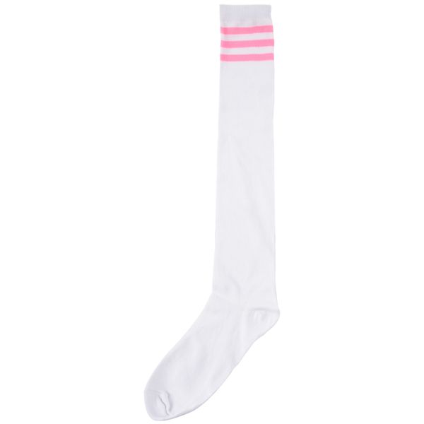 Womens Highs Tights Over Knee Socks White and Pink 1 Pair