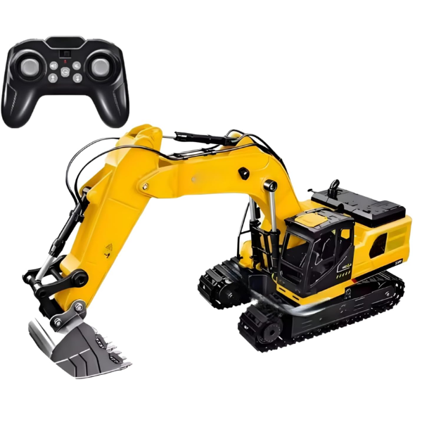 9 Channel Remote Control Engineering Excavator Toy with Lights and Sounds,