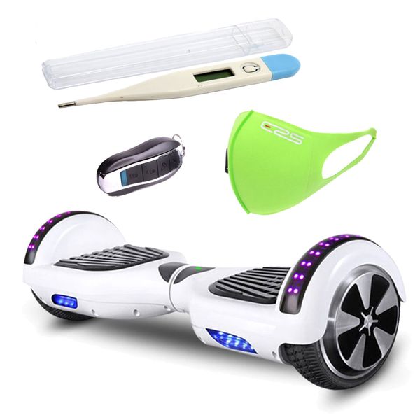 Self Balance Scooter 6.5" Hoverboard-LED-Bluetooth Audio- 2xERS Masks-White