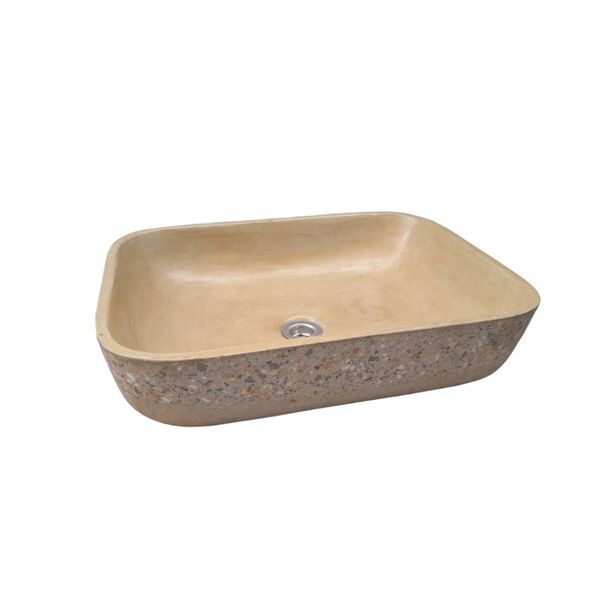 Namibian Dream Sandstone Bespoke Concave Rectangle Concrete Sink 52x40x13cm