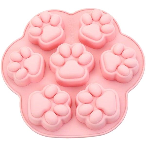 Non-Stick 7-Cavity Puppy Paw Shaped Silicone Mould - Pink