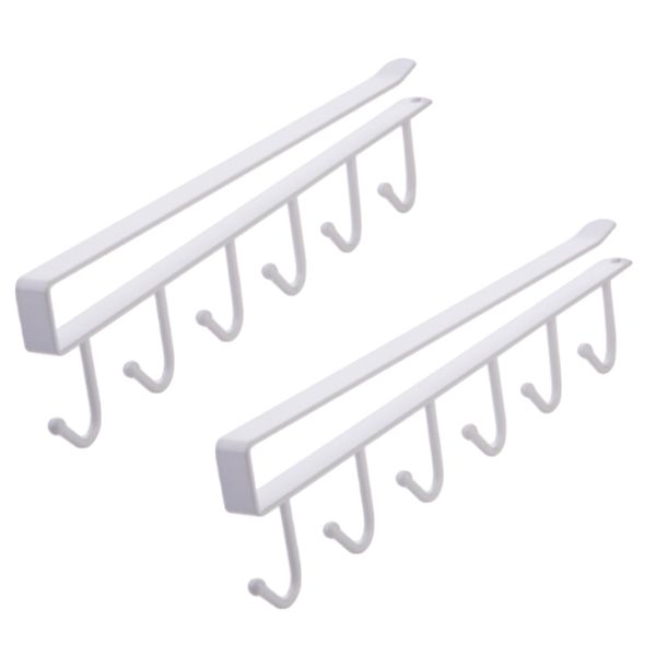 Home Iron 6 Hook Storage Shelf Wardrobe Cabinet Metal Under Shelves 2 Set