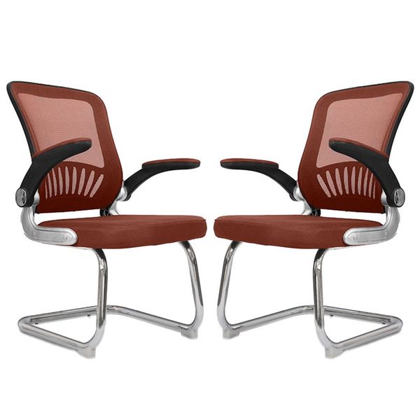 Set Of 2 Modern Design Visitor Mesh Office Chairs Without Wheels 8833G