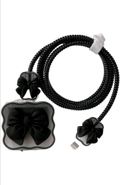 5pcs Bow Decor Data Cable Protector &amp; Charging Head Cover Set