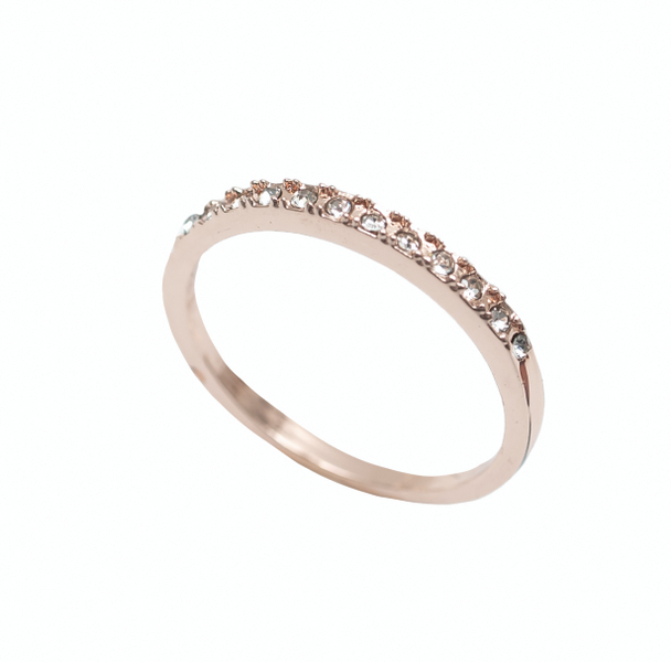 Ring Single Row Fine Tail Ring Full Rhinestone Zircon Micro Rose Gold
