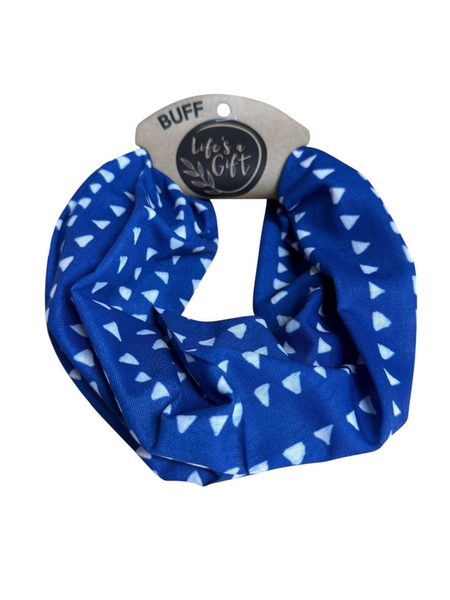 Neck Gaiter - Big &amp; Small White Triangles on Blue