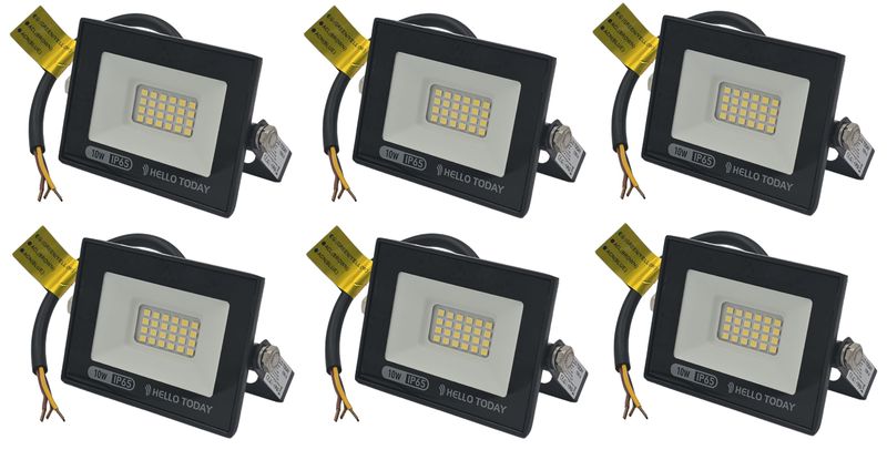 Hello Today LED Flood Light 10W Cool White - 6 Pack