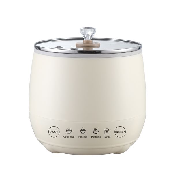 Electric Mini Rice Cooker 1.8L - 350W Compact Portable Cooker (White)