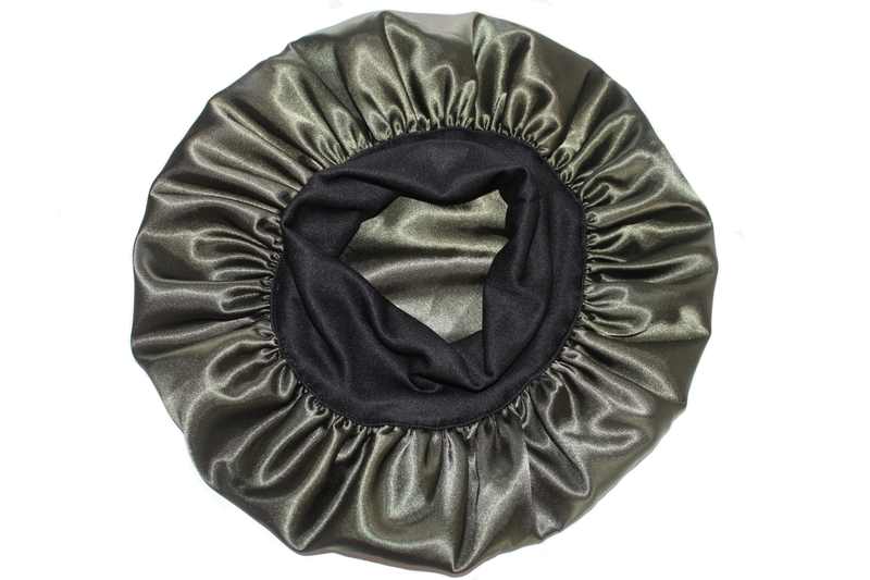 Reversible/Double sided satin bonnet with a wide band