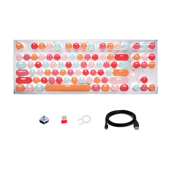 Olive Tree-87 Key Candy Wireless Mechanical Gaming Keyboard-Blue Switch