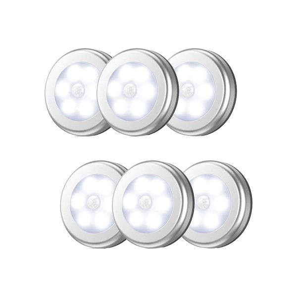 6Pieces Motion Sensor Lights Indoor Ceiling LED Light AAA Battery Operated