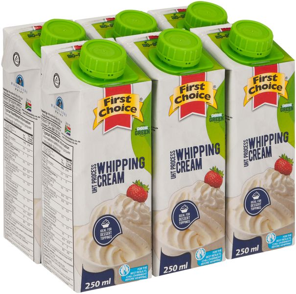 First Choice Whipping Cream Long Life - 1 x 6 Pack (250ml)