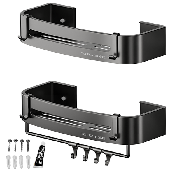 Topika - 2 Pack Shower Caddy Shelf Organizer, Black Bathroom Shelves Basket