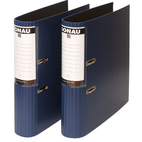 Donau A4 Lever Arch File 75mm PP Round Back - 2 Pack - Dark Blue