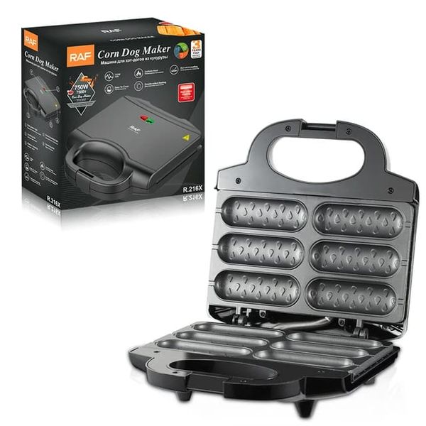 RAF Double Sided Non-Stick 6 Pcs Grid Crispy Hot Dog Waffle Corn Dog Maker