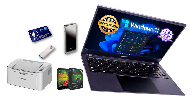 Mecer Intel Celeron 4GB-256GB SSD Laptop 14" Everything In 1-Bundle