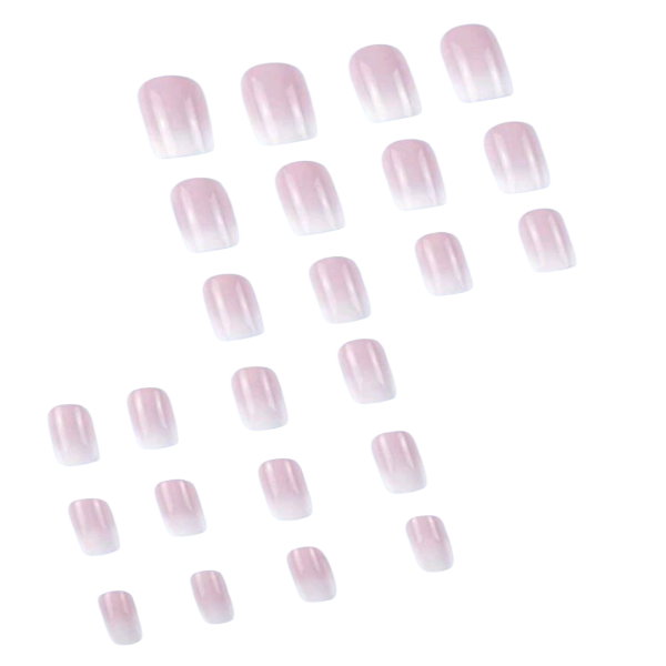 24Pcs Pink &amp; White Ombre Press-On Nails - Short SquareWearable Nail Set