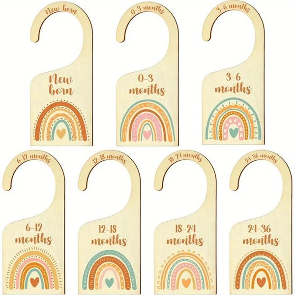 7 Wooden Rainbow Clothing divider closet organizer nursery baby shower gift