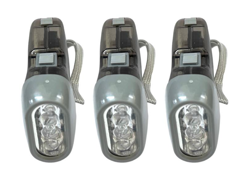 Hand Pressing Power Flashlight 3 Led Pack of 3
