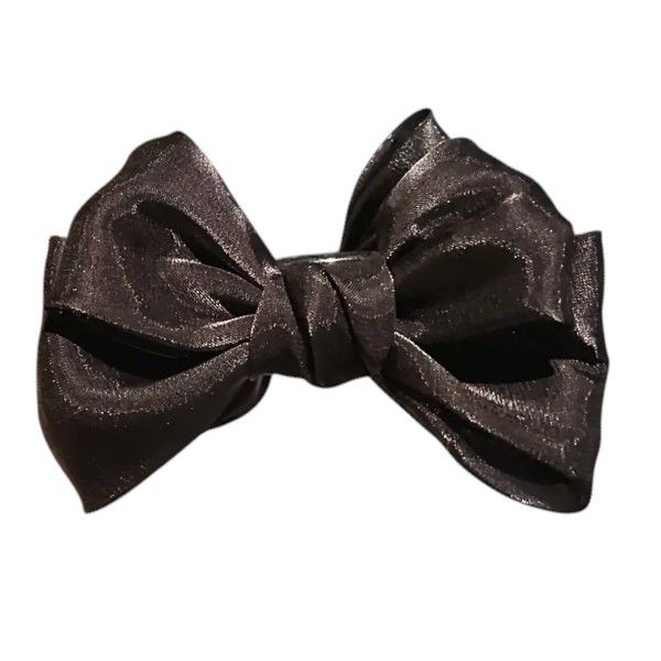 Luxury Satin Double-Layer Hair Bow Clip - Black