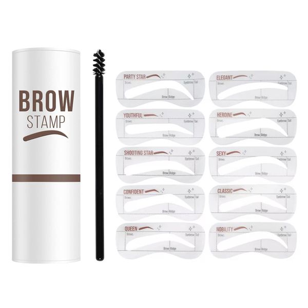 Eyebrow Stamp Stencil Kit (Dark Brown),Eye Brow Stencil Kit for Beginners