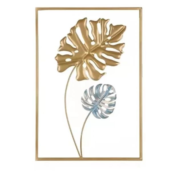 Home Decor Nordic Gold Blue Leaf Wall Hanging (43cm) - Monstera