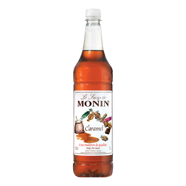 MONIN Premium Caramel Syrup 1L PET - Rich Sweet Flavor For Coffee &amp; More