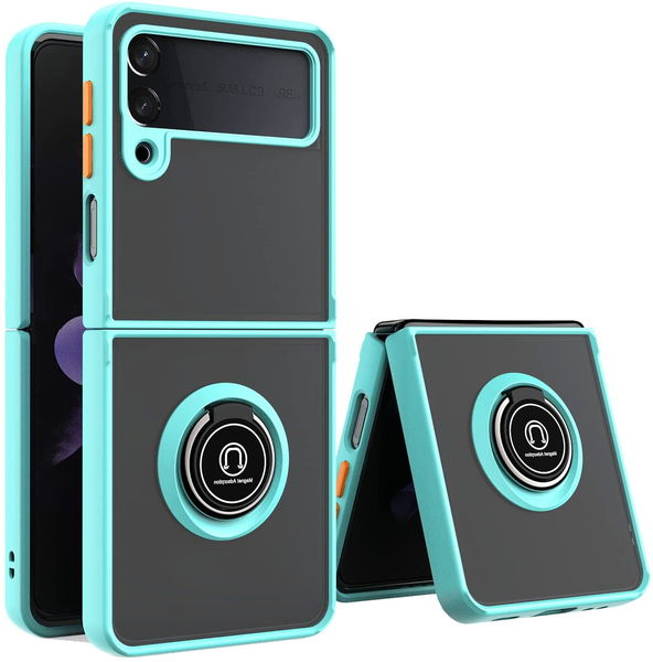 Ring Holder Kickstand Magnetic Protective Case for Samsung Z Flip 3 5G blue
