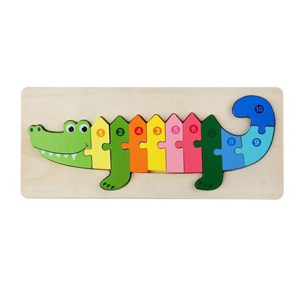 11pcs Educational Wooden 3D Crocodile Shaped Puzzle