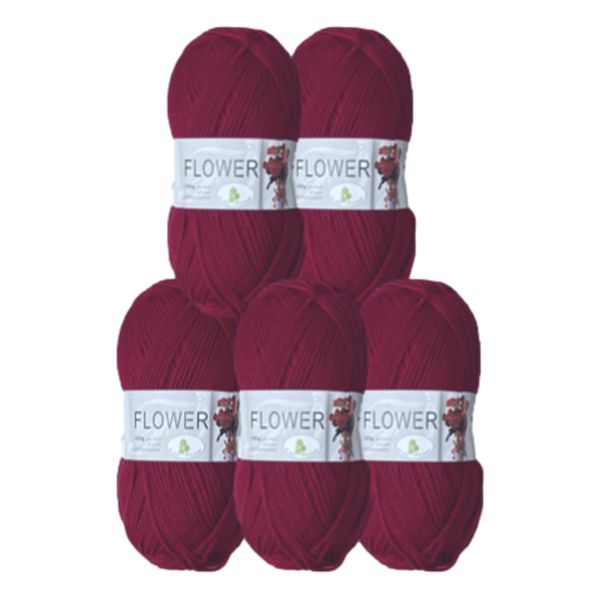Double Knitting Polyester Yarn 100g (Pack of 5) Crimson