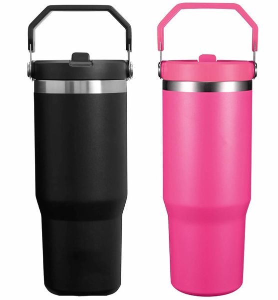 2Pcs 900ML Stainless Steel Tumbler with Handle and Straw Lid Vacuum