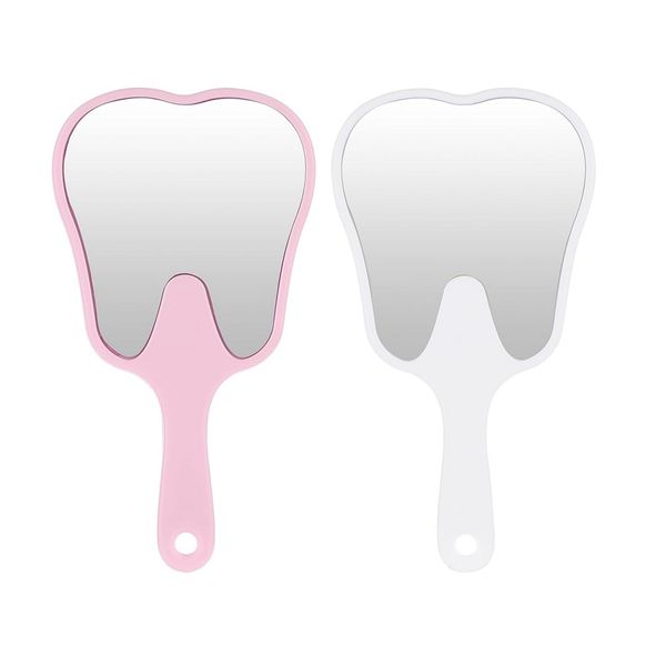 2 Piece Portable Handheld Single Sided Makeup Mirrors Tooth Shaped Mirror