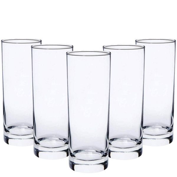 Premium Highball Tall Glasses with Thick Base 340ml - Set of 6