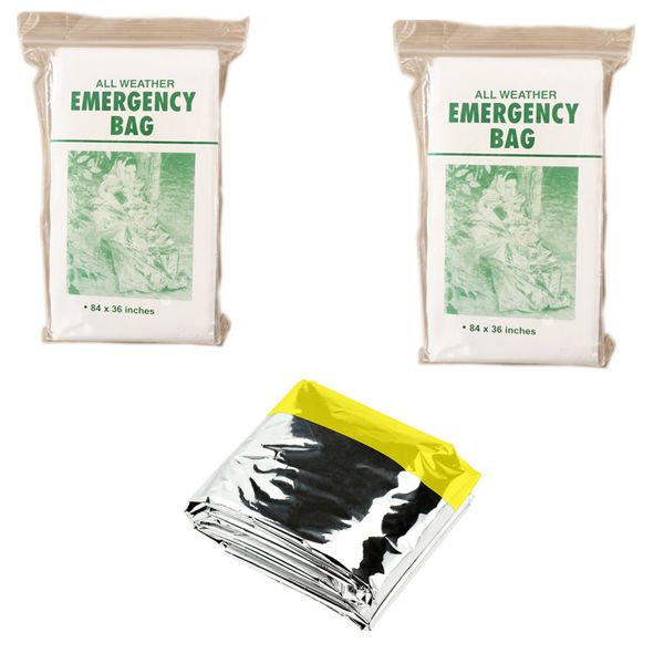 2 x Emergency Sleeping Bag Thermal Protection Shelter For Camping Hiking