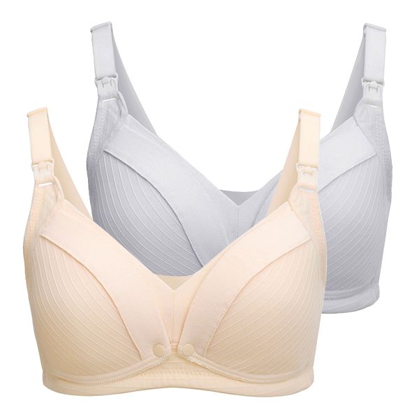 Cotton Soft Nursing Bra - Unicoo Pack of 2 C Cup - Pink &amp; Grey
