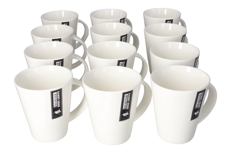Danny home White Ceramic Tea Mugs Pieces of 12