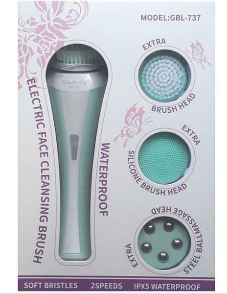 Rechargeable 3 in 1 Electric Facial Cleansing Brush 737-BB-GBL - Green