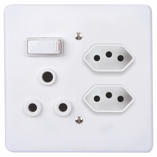 LESCO, 1 x 16A, 2 x IEC 4x4 Socket Steel White