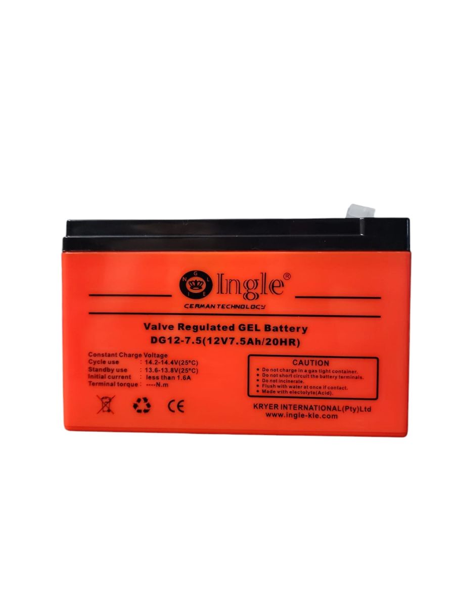 Ingle 7.5AH 12V Alarm/Gate/Energizer Gel Battery