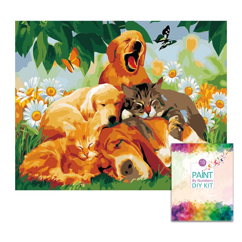 Easy Craft Paint by Number DIY Kit, 50x40cm Sleeping pets Shop Today