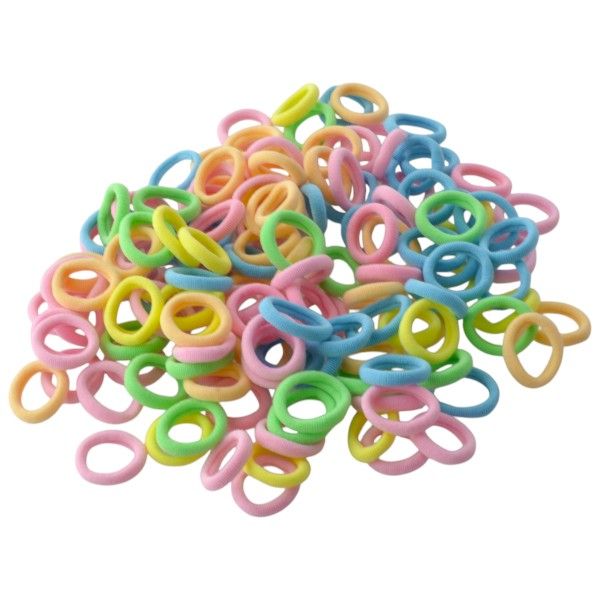 140-Piece Super Tiny Pastel Elastic Hair Ties - Multicolor