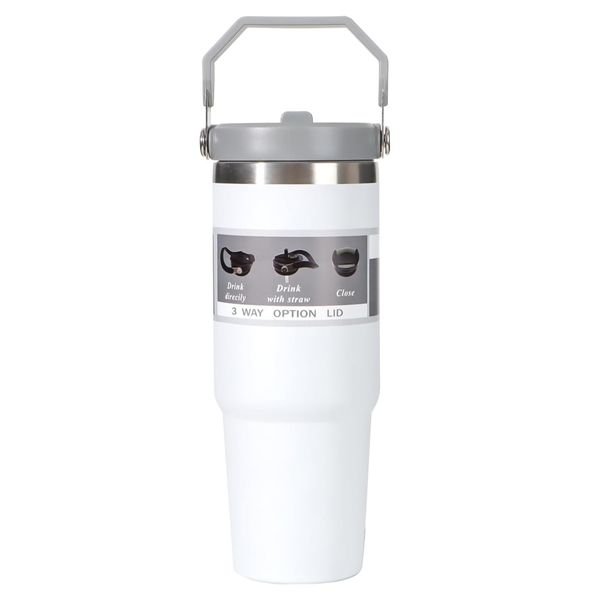 900ML Tumbler with Straw Lid,Double Wall Travel Mug Stainless Steel Flask.