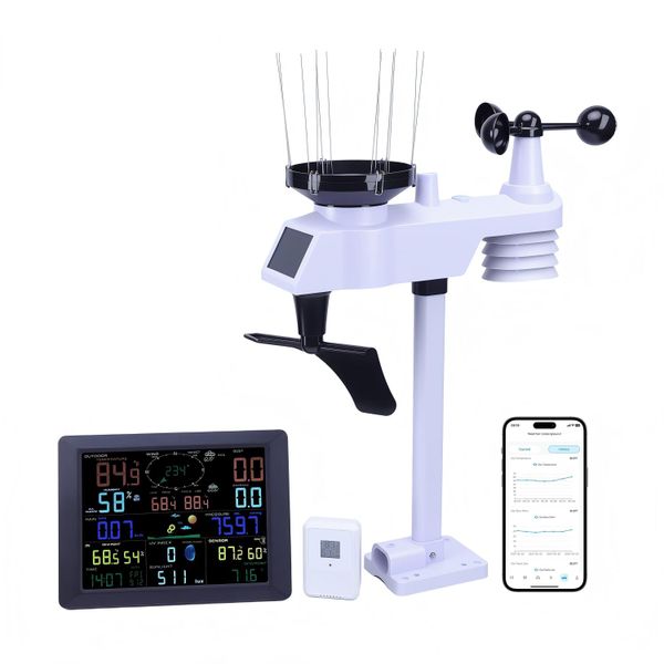 7-in-1 Extra Large Screen Professional Wireless Outdoor HD Weather Station