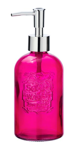 Wenko - Soap Dispenser - Vetro Range - Round Glass - Transparent Pink