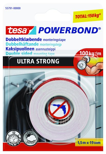 TESA Powerbond Mounting Tape Ultra Strong 1.5m x 19mm