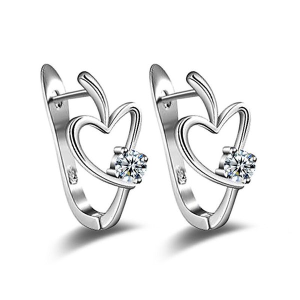 925 Sterling Silver Love Heart Crystal Earrings