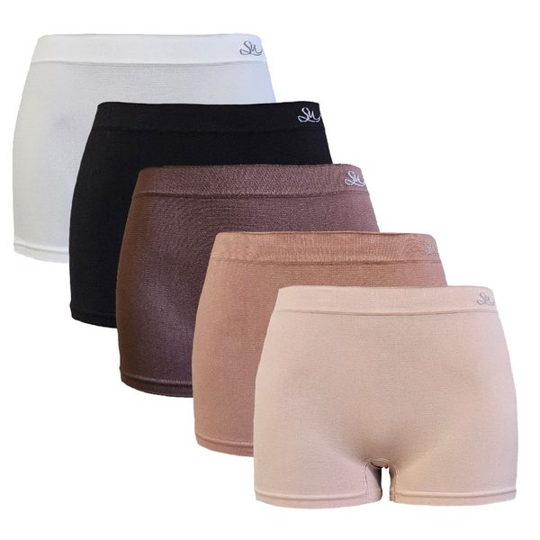 5 Pack Seamfree Underwear Boxer Panties for Women - Tonal